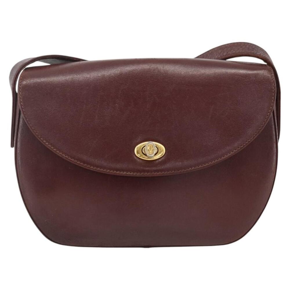 Cartier Leather Must Line Shoulder Bag Bordeaux Gold